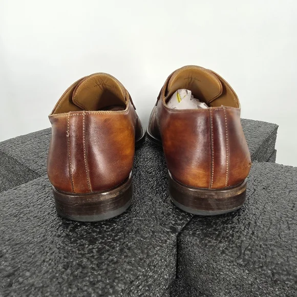 Magnanni Men's 11 M Cognac Brown Leather Single Monk Strap Dress Shoes Spain 132